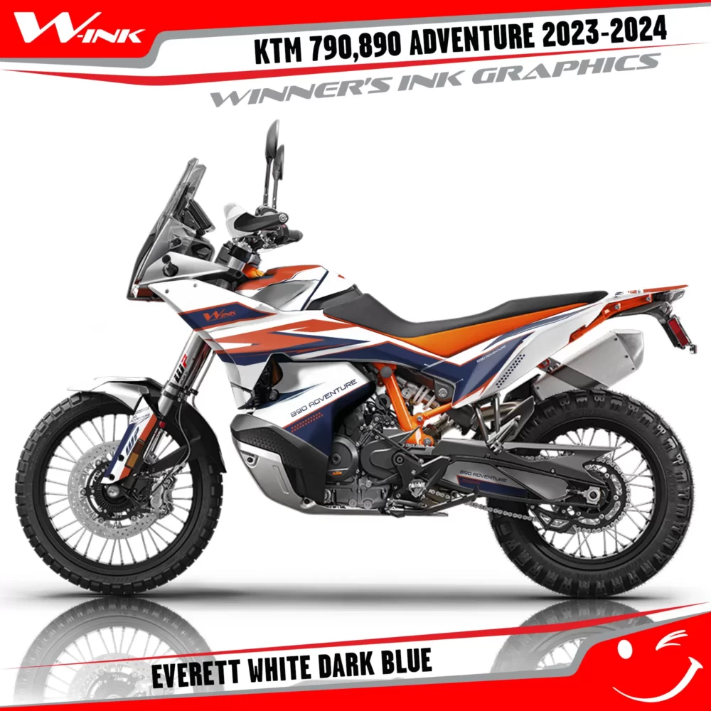Adventure-790-890-2023-2024-graphics-kit-and-decals-with-design-Everett-Colourful-White-Dark-Blue