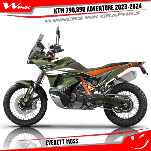 Adventure-790-890-2023-2024-graphics-kit-and-decals-with-design-Everett-Standart-Moss