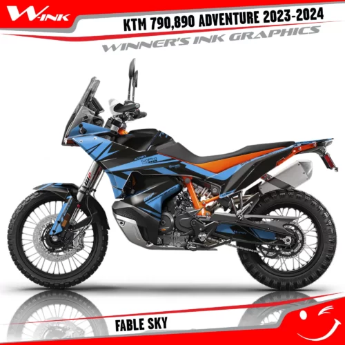 Adventure-790-890-2023-2024-graphics-kit-and-decals-with-design-Fable-Black-Sky