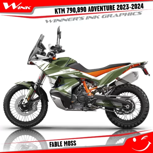Adventure-790-890-2023-2024-graphics-kit-and-decals-with-design-Fable-Full-White-Moss