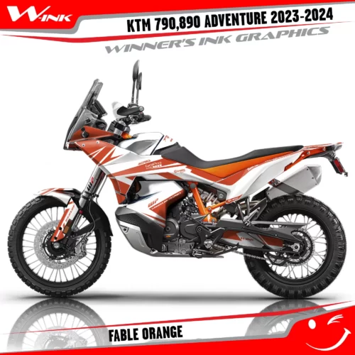 Adventure-790-890-2023-2024-graphics-kit-and-decals-with-design-Fable-White-Orange