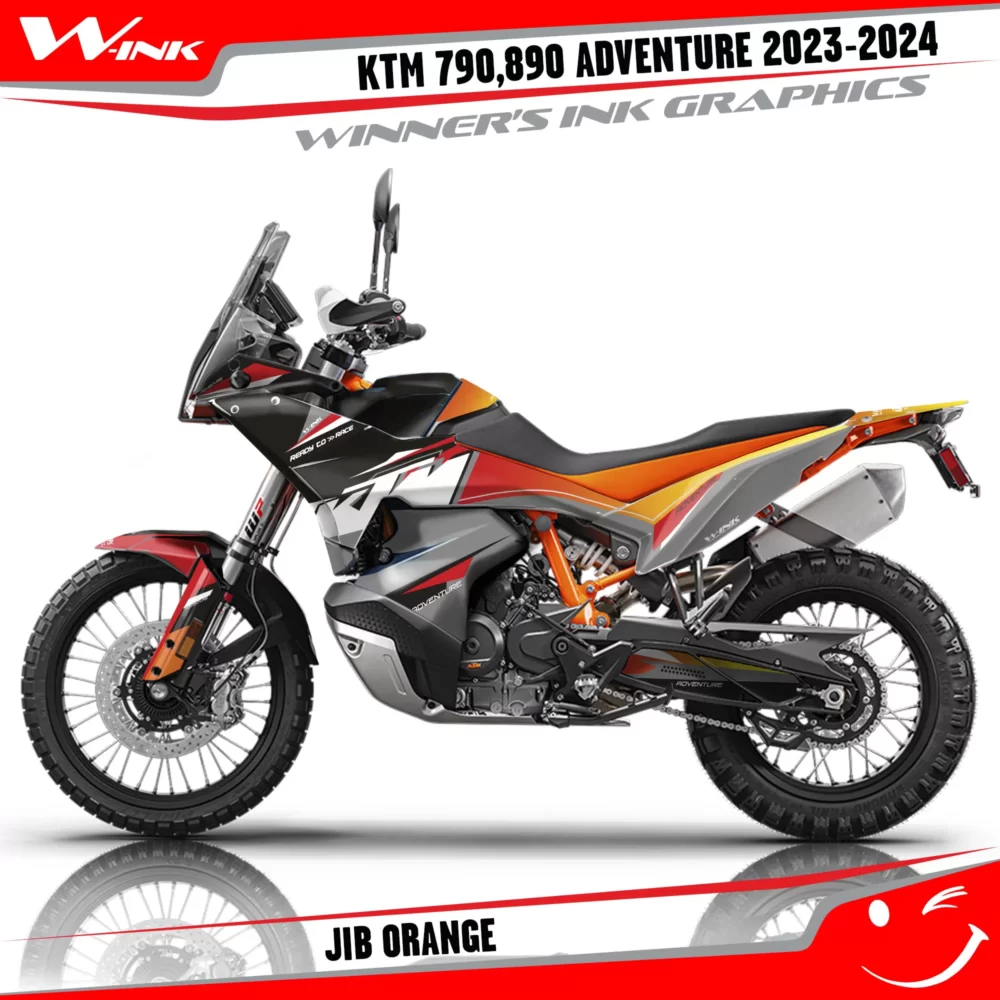 Adventure-790-890-2023-2024-graphics-kit-and-decals-with-design-Jib-Colourful-Orange