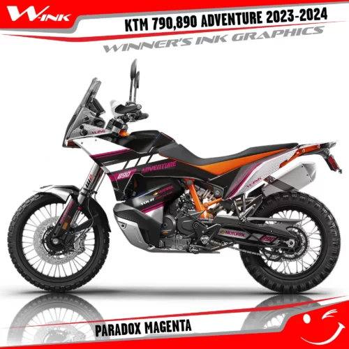Adventure-790-890-2023-2024-graphics-kit-and-decals-with-design-Paradox-Black-Magenta