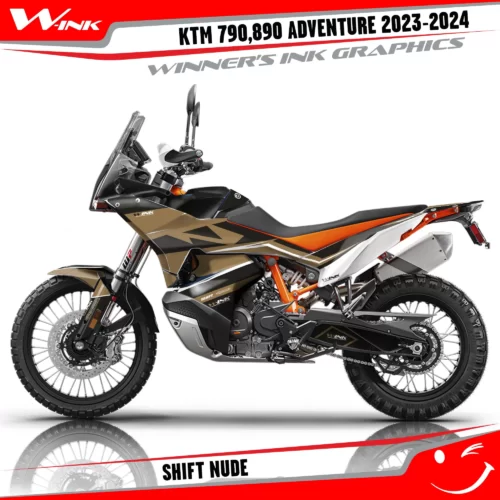 Adventure-790-890-2023-2024-graphics-kit-and-decals-with-design-Shift-Standart-Nude