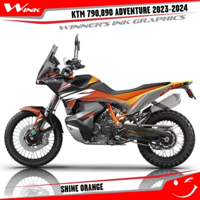 Adventure-790-890-2023-2024-graphics-kit-and-decals-with-design-Shine-Colourful-Orange