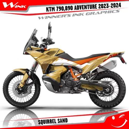 Adventure-790-890-2023-2024-graphics-kit-and-decals-with-design-Squirrel-Colourful-Sand