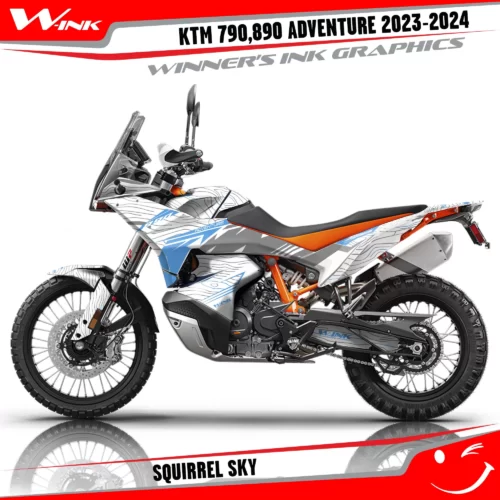 Adventure-790-890-2023-2024-graphics-kit-and-decals-with-design-Squirrel-White-Sky