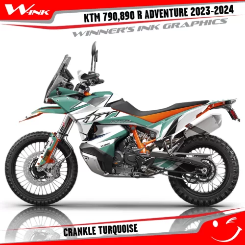 Adventure-790-890-R-2023-2024-graphics-kit-and-decals-with-design-Crankle-White-Turquoise