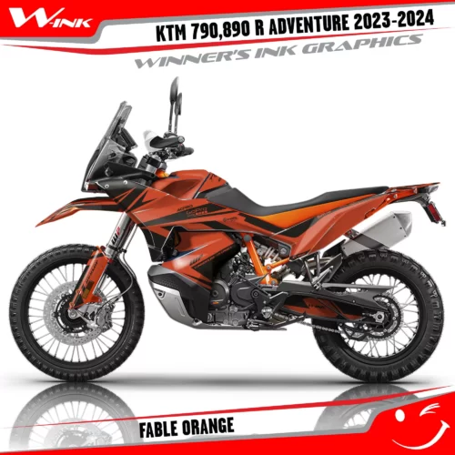 Adventure-790-890-R-2023-2024-graphics-kit-and-decals-with-design-Fable-Full-Black-Orange