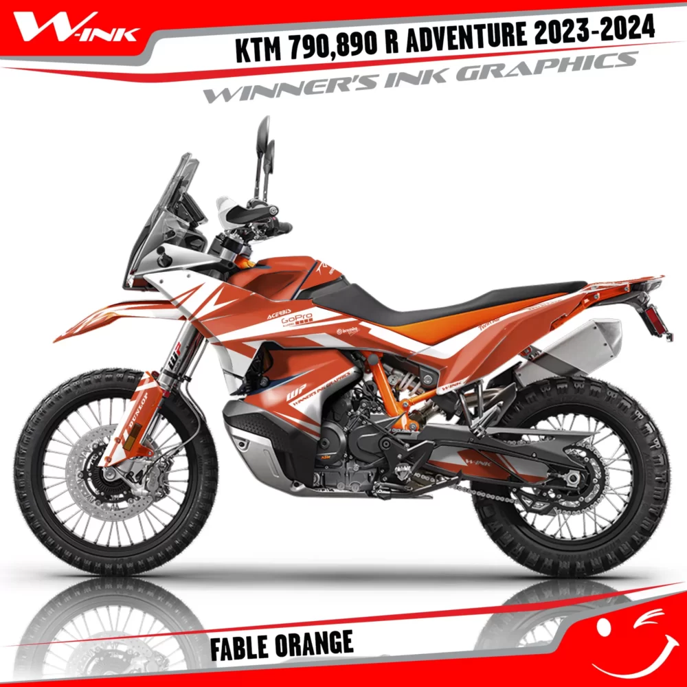 Adventure-790-890-R-2023-2024-graphics-kit-and-decals-with-design-Fable-Full-White-Orange