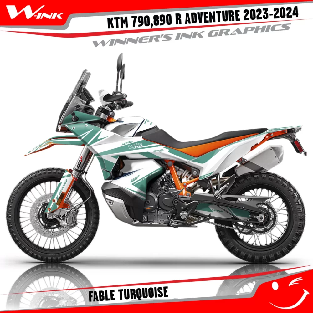 Adventure-790-890-R-2023-2024-graphics-kit-and-decals-with-design-Fable-White-Turquoise