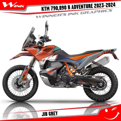 Adventure-790-890-R-2023-2024-graphics-kit-and-decals-with-design-Jib-Standart-Grey