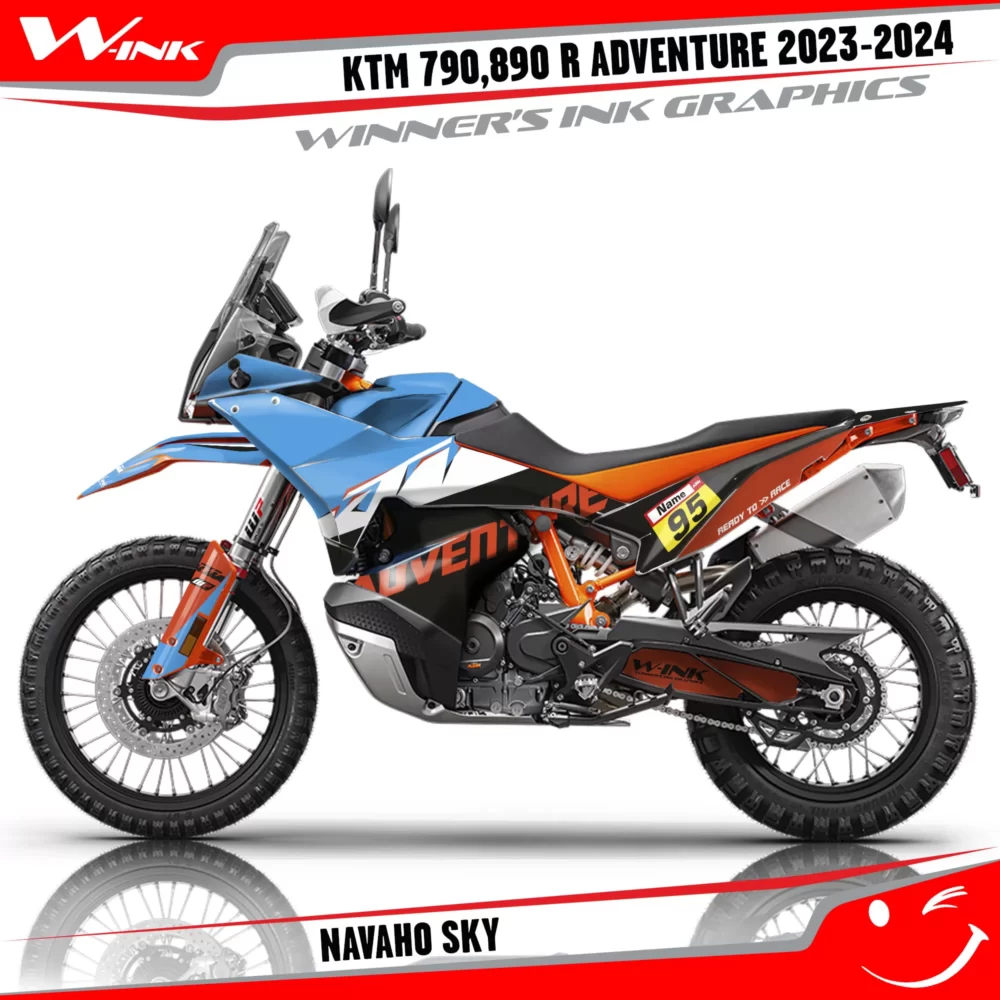 Adventure-790-890-R-2023-2024-graphics-kit-and-decals-with-design-Navaho-Black-Sky