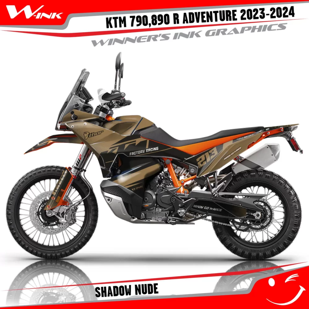 Adventure-790-890-R-2023-2024-graphics-kit-and-decals-with-design-Shadow-Black-Nude