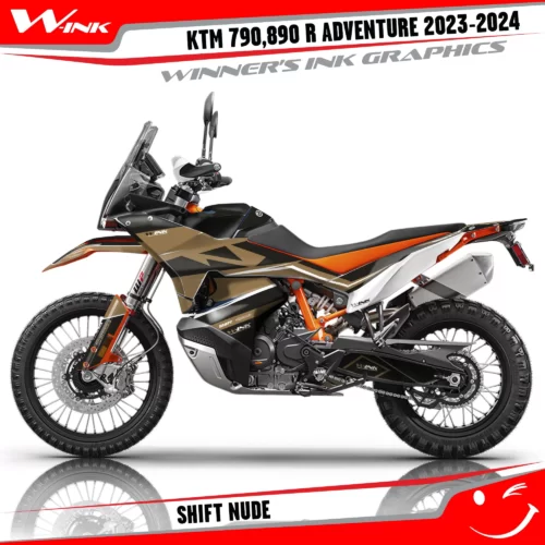 Adventure-790-890-R-2023-2024-graphics-kit-and-decals-with-design-Shift-Standart-Nude