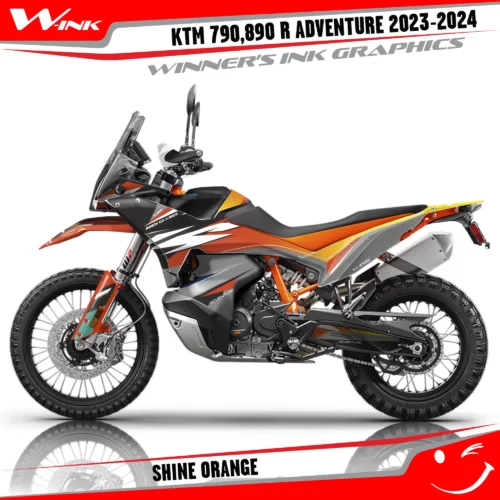 Adventure-790-890-R-2023-2024-graphics-kit-and-decals-with-design-Shine-Colourful-Orange