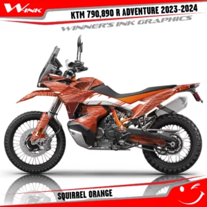 Adventure-790-890-R-2023-2024-graphics-kit-and-decals-with-design-Squirrel-Colourful-Orange