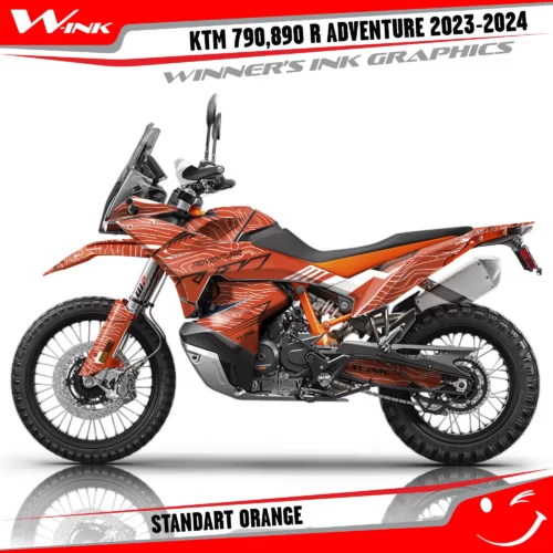 Adventure-790-890-R-2023-2024-graphics-kit-and-decals-with-design-Standart-Full-Orange