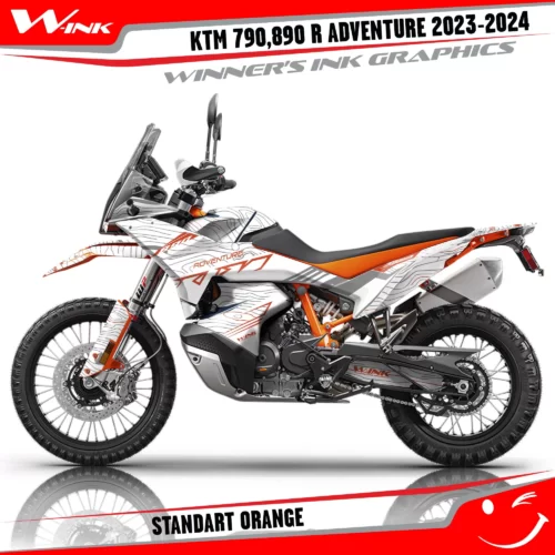 Adventure-790-890-R-2023-2024-graphics-kit-and-decals-with-design-Standart-White-Orange