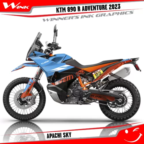 Adventure-890-R-2023-graphics-kit-and-decals-with-design-Apachi-Black-Sky