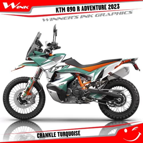 Adventure-890-R-2023-graphics-kit-and-decals-with-design-Crankle-White-Turquoise