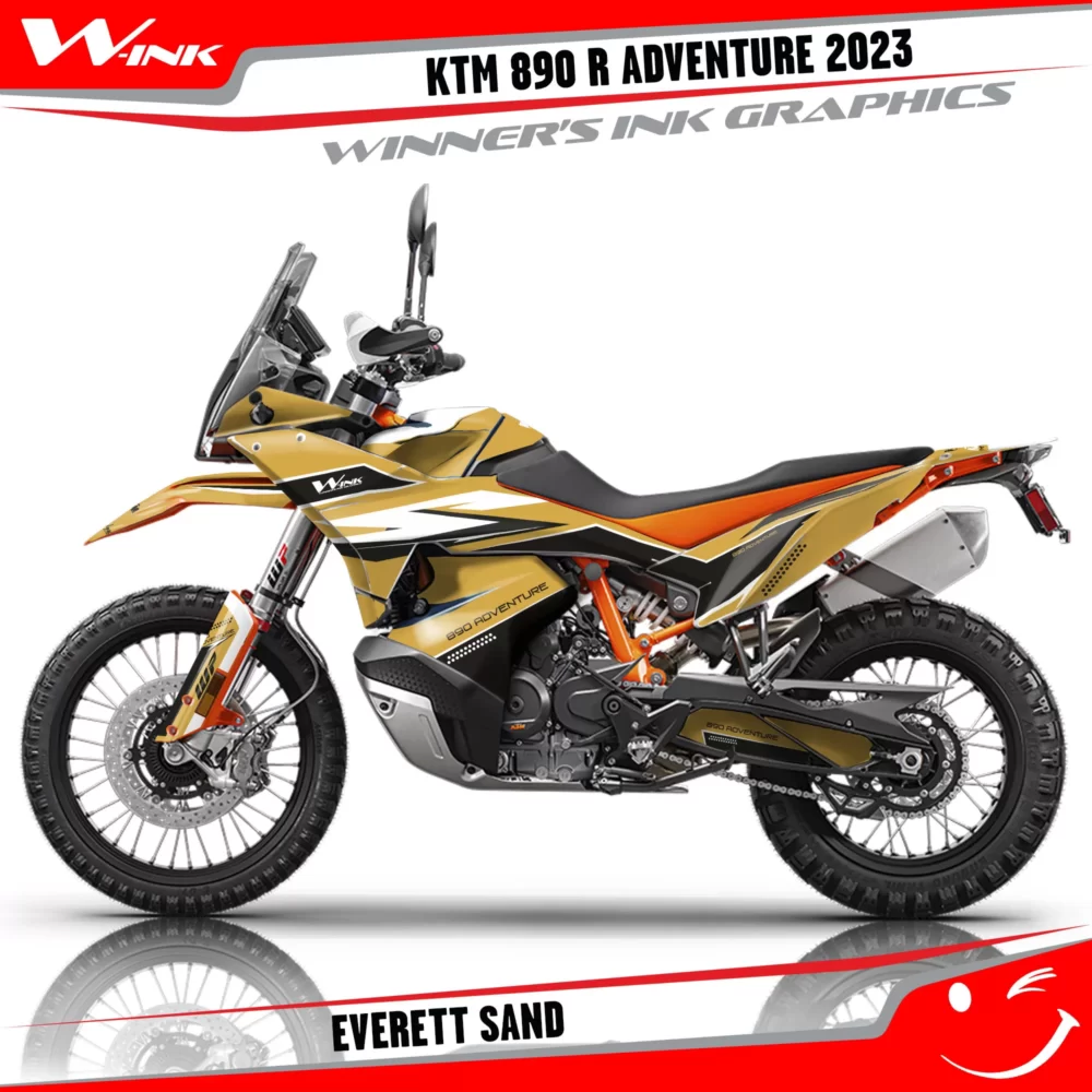 Adventure-890-R-2023-graphics-kit-and-decals-with-design-Everett-Standart-Sand