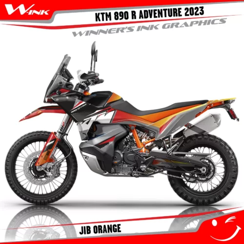 Adventure-890-R-2023-graphics-kit-and-decals-with-design-Jib-Orange