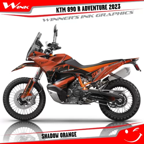 Adventure-890-R-2023-graphics-kit-and-decals-with-design-Shadow-Black-Orange