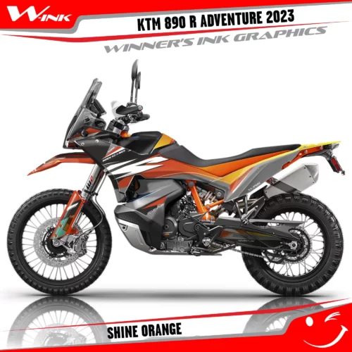 Adventure-890-R-2023-graphics-kit-and-decals-with-design-Shine-Coloful-Orange