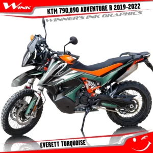 Adventure-R-790-890-2019-2020-2021-2022-graphics-kit-and-decals-with-designs-Everett-Black-Turquoise