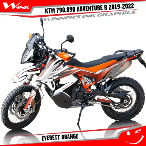 Adventure-R-790-890-2019-2020-2021-2022-graphics-kit-and-decals-with-designs-Everett-White-Orange