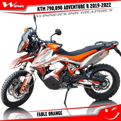 Adventure-R-790-890-2019-2020-2021-2022-graphics-kit-and-decals-with-designs-Fable-White-Orange