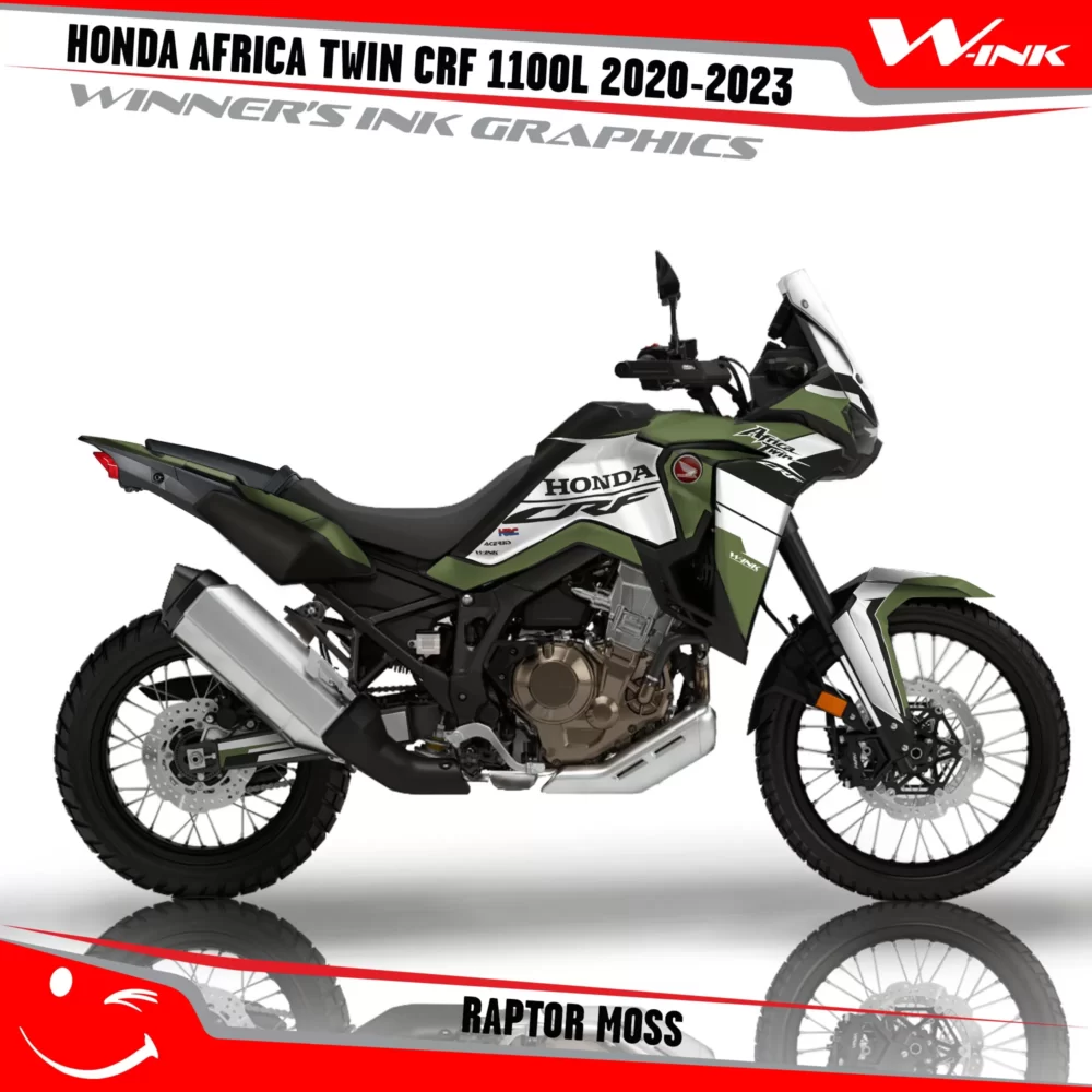 HONDA-AFRICA-TWIN-CRF-1100L-2020-2021-2022-2023-graphics-kit-and-decals-with-desing-Raptor-White-Moss