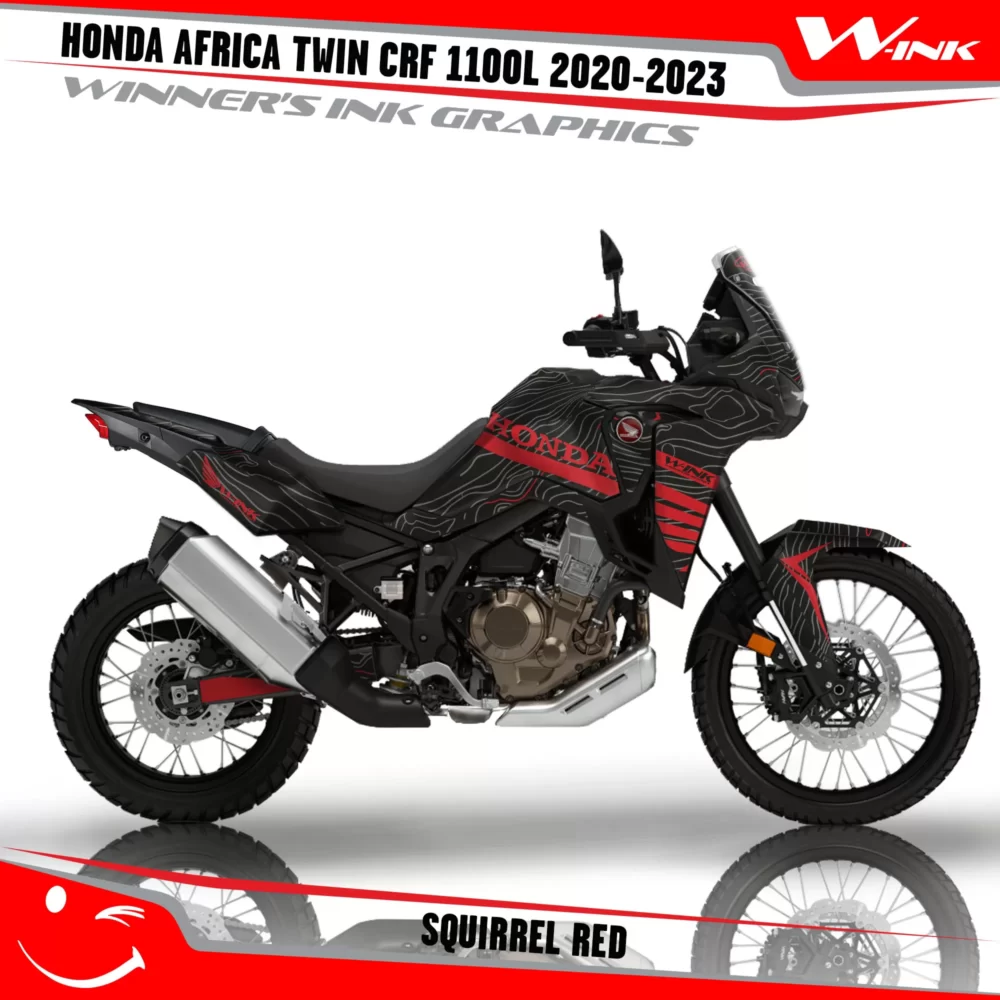 HONDA-AFRICA-TWIN-CRF-1100L-2020-2021-2022-2023-graphics-kit-and-decals-with-desing-Squirrel-Black-Red
