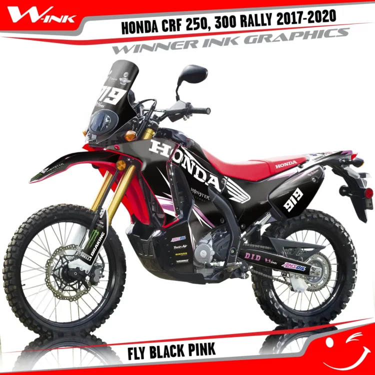 Honda-CRF-250-300-RALLY-2017-2018-2019-2020-graphics-kit-and-decals-Fly-Black-Pink