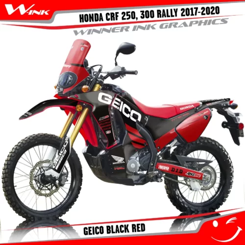 Honda-CRF-250-300-RALLY-2017-2018-2019-2020-graphics-kit-and-decals-Geico-Black-Red