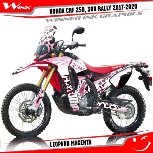 Honda-CRF-250-300-RALLY-2017-2018-2019-2020-graphics-kit-and-decals-Leopard-White-Magenta