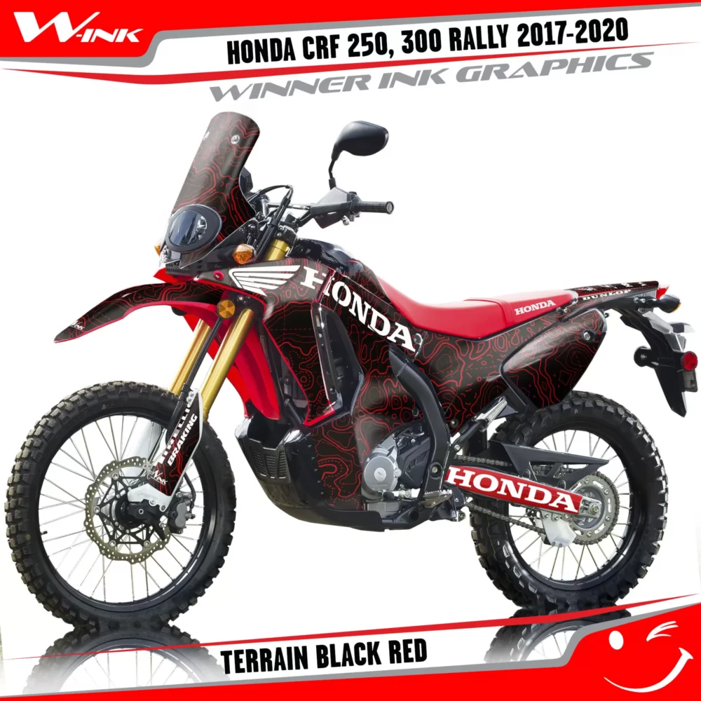 Honda-CRF-250-300-RALLY-2017-2018-2019-2020-graphics-kit-and-decals-Terrain-Black-Red