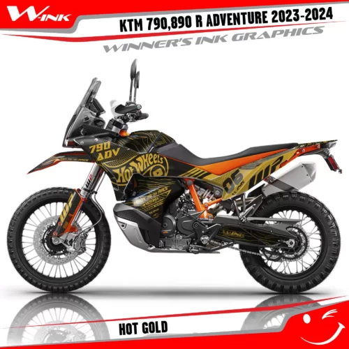 Adventure-790-890-R-2023-2024-graphics-kit-and-decals-with-design-Hot-Black-Gold