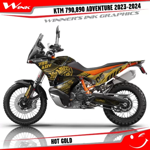 Adventure-790-890-2023-2024-graphics-kit-and-decals-with-design-Hot-Black-Gold