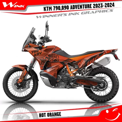 Adventure-790-890-2023-2024-graphics-kit-and-decals-with-design-Hot-Full-Orange