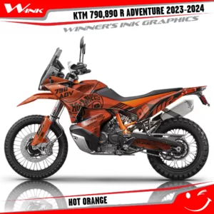 Adventure-790-890-R-2023-2024-graphics-kit-and-decals-with-design-Hot-Full-Orange
