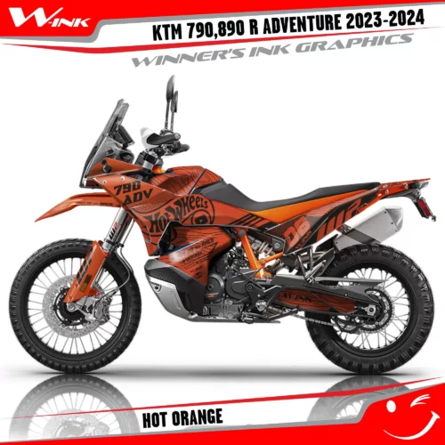 Adventure-790-890-R-2023-2024-graphics-kit-and-decals-with-design-Hot-Full-Orange