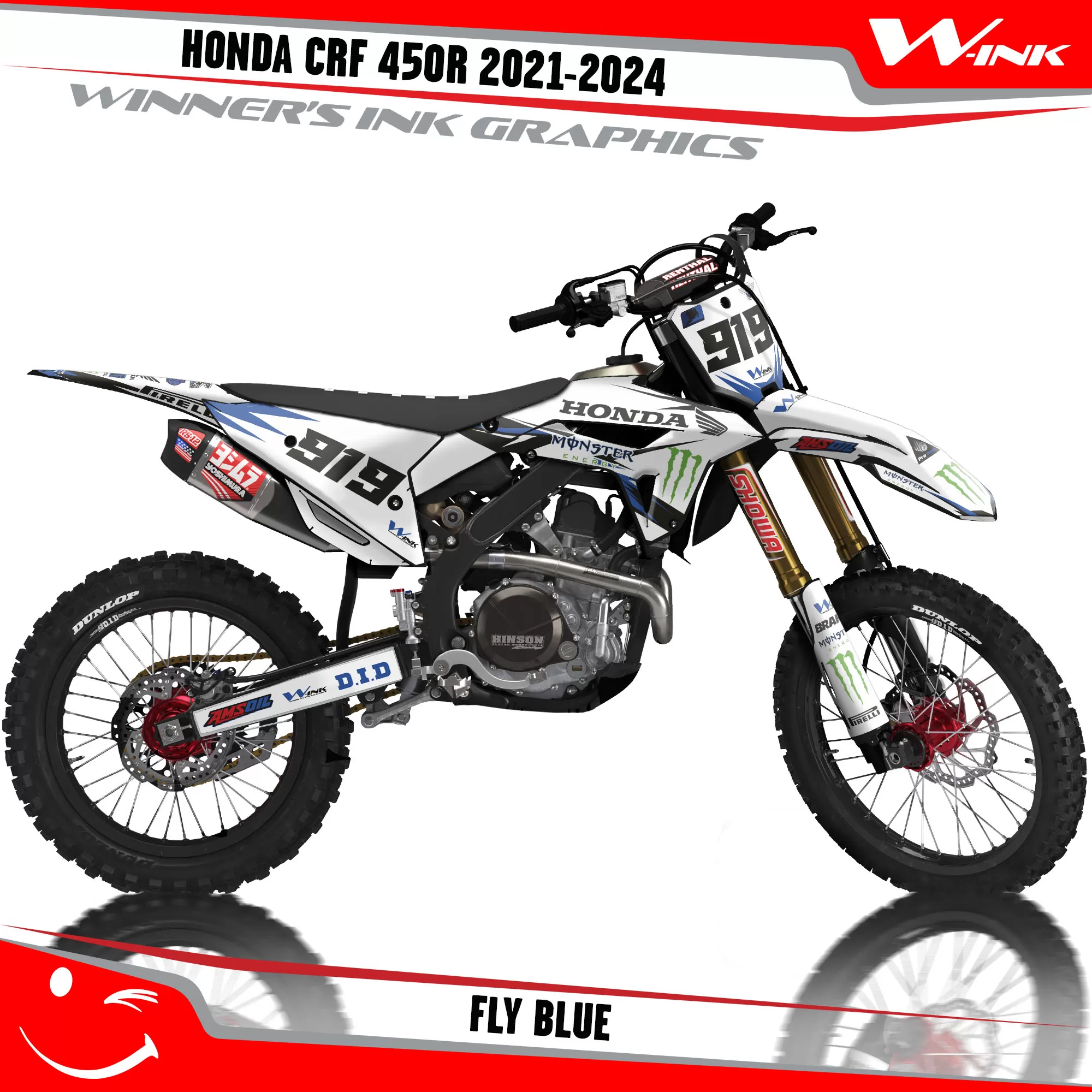 Full Graphics Honda CRF 450R 2021-2024 Fly White