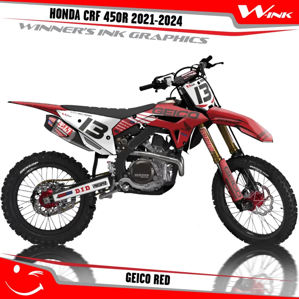 HONDA-CRF-250R-2022-450R-2021-graphics-kit-and-decals-Geico-White-Red