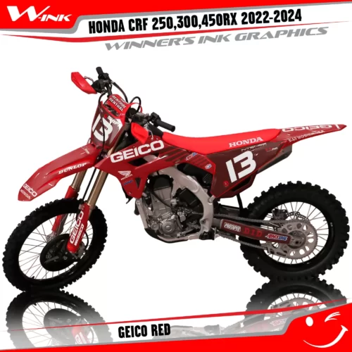 Honda-CRF-250-300-450-RX-2022-2024-graphics-kit-and-decals-Geico-Full-Red