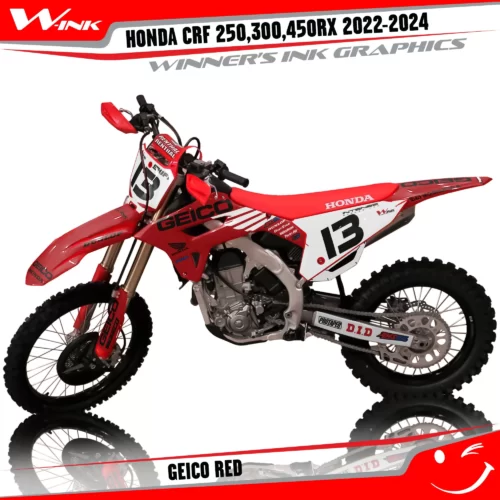Honda-CRF-250-300-450-RX-2022-2024-graphics-kit-and-decals-Geico-White-Red