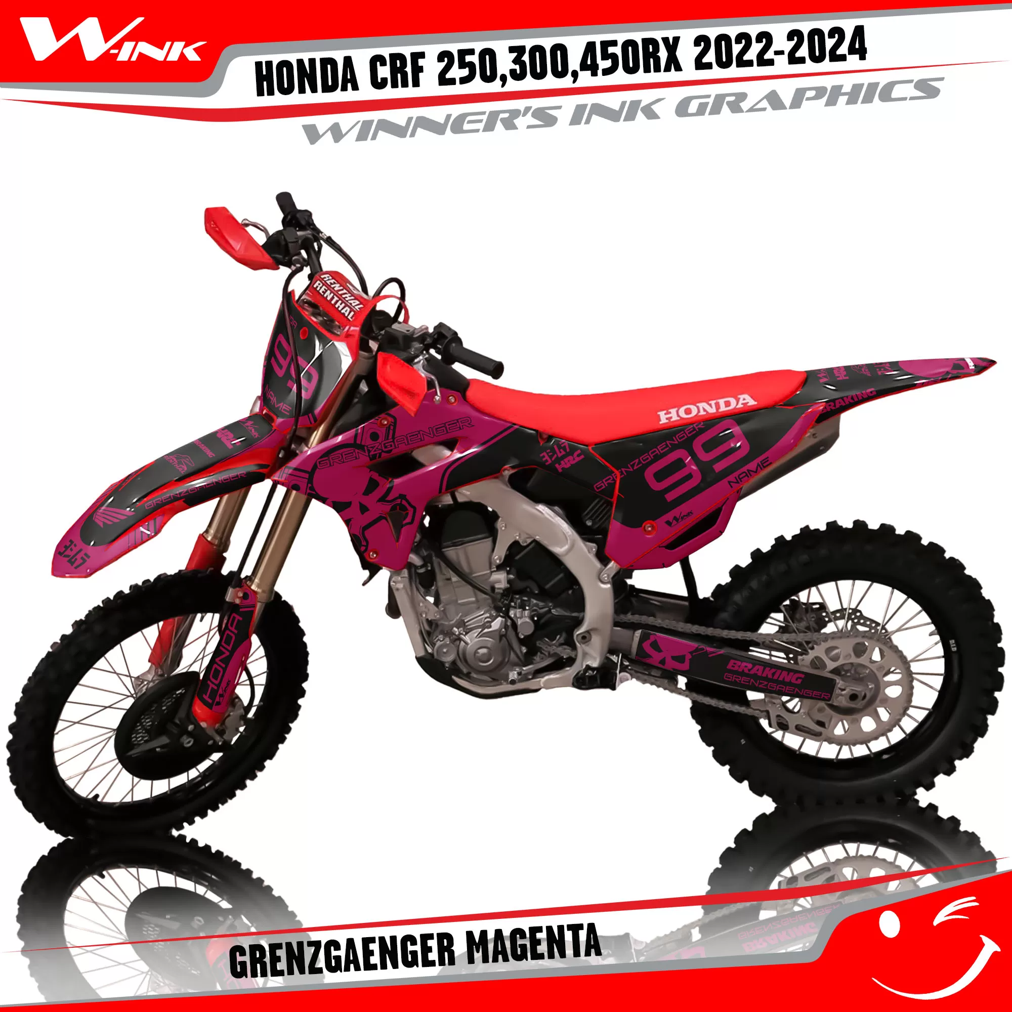 Graphics kit Honda CRF 250,300,450 RX 2021-2024 Grenzgaenger Black