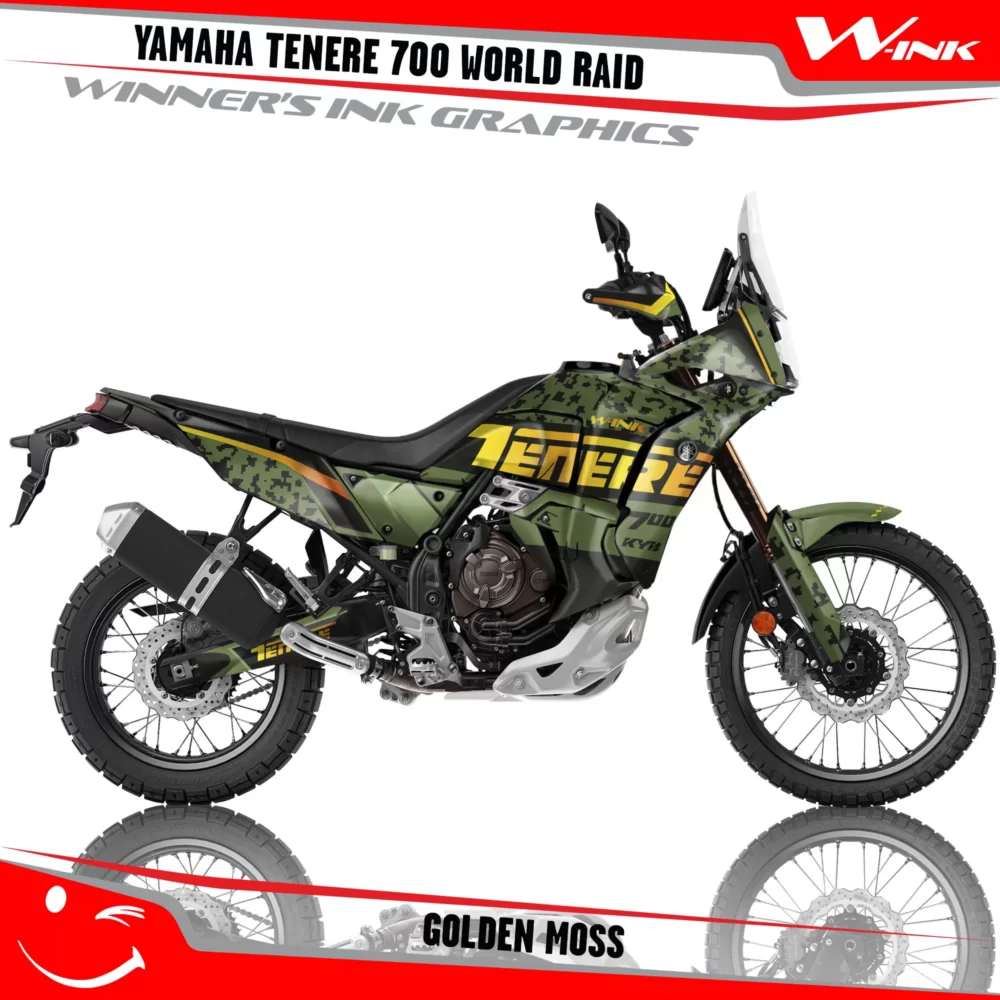 Yamaha-Tenere-700-2022-2023-2024-2025-World-Raid-graphics-kit-and-decals-with-desing-Golden-Moss