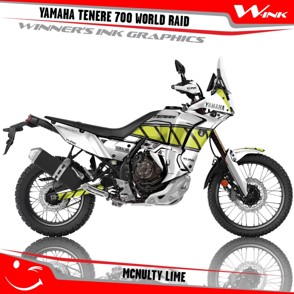 Yamaha-Tenere-700-2022-2023-2024-2025-World-Raid-graphics-kit-and-decals-with-desing-McNulty-White-Lime